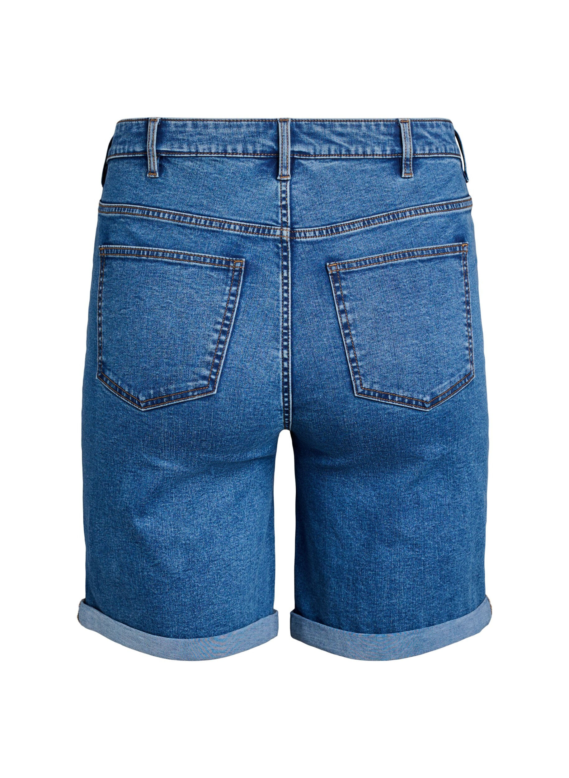 Zizzi Eng anliegende Jeansshorts mit hoher Taille, Blau, Packshot image number 1