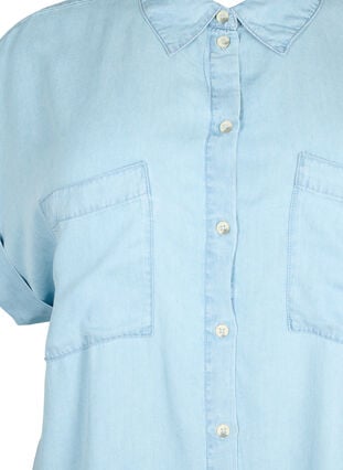 Kurzärmeliges Hemd aus Lyocell (TENCEL™), Light blue denim, Packshot image number 2