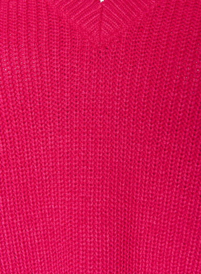 Lange Bluse aus Rippstrick mit V-Ausschnitt, Pink, Packshot image number 2