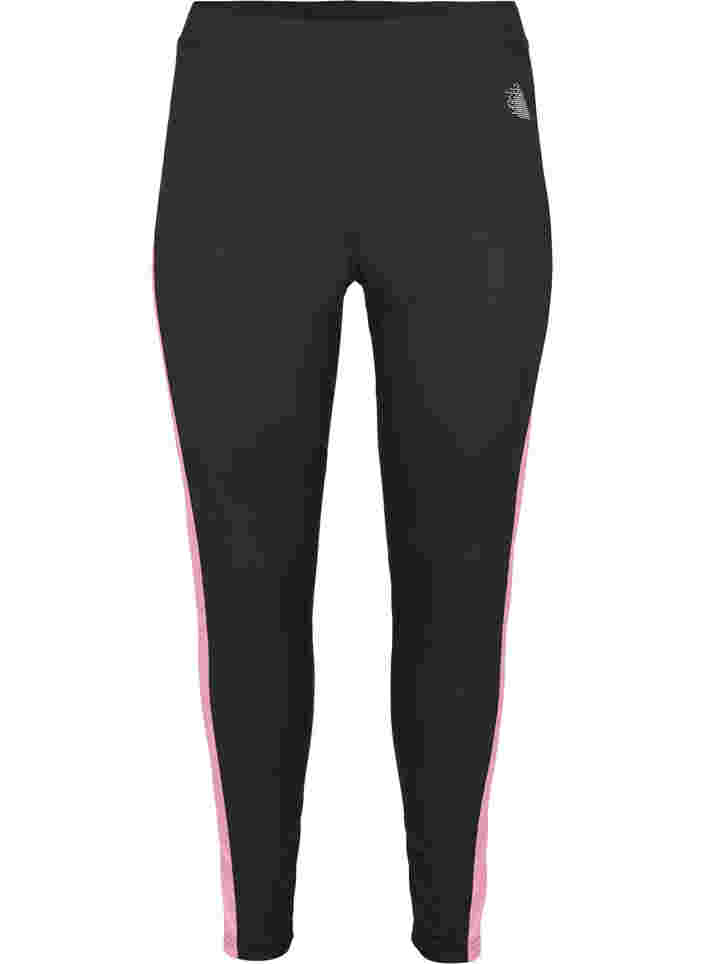 Skiunterhose mit Kontraststreifen, Black w. Sea Pink, Packshot image number 0