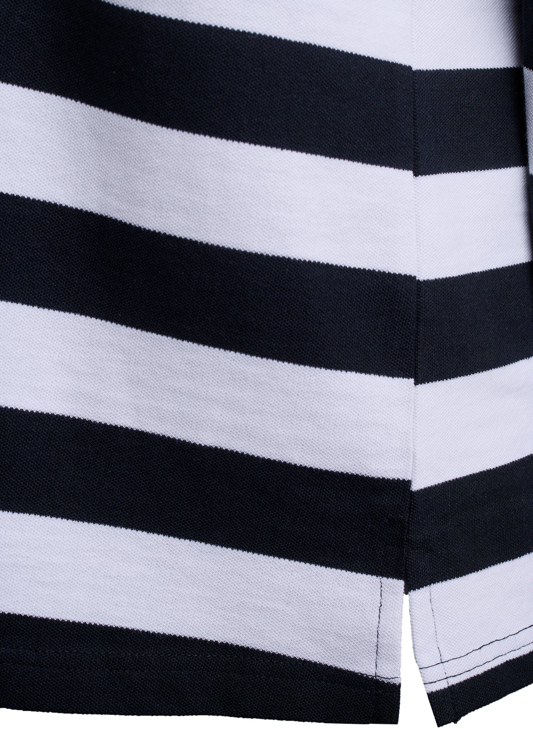 Zizzi Poloshirt mit langen &Auml;rmeln und Streifenmuster, Schwarz, Packshot image number 3