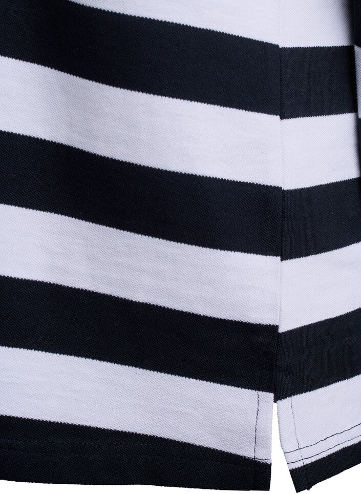 Poloshirt mit langen Ärmeln und Streifenmuster, Schwarz, Packshot image number 3