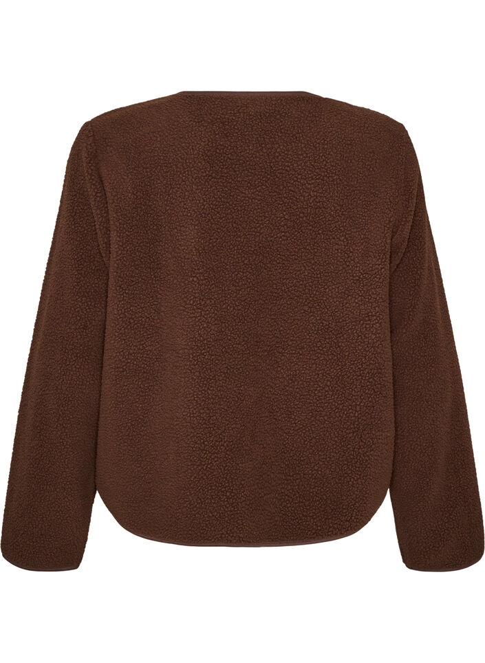 Teddyjacke mit Rundhalsausschnitt und Kn&ouml;pfen, Braun, Packshot image number 1