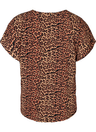 Blusenshirt mit kurzen Ärmeln, Leopard AOP, Packshot image number 1
