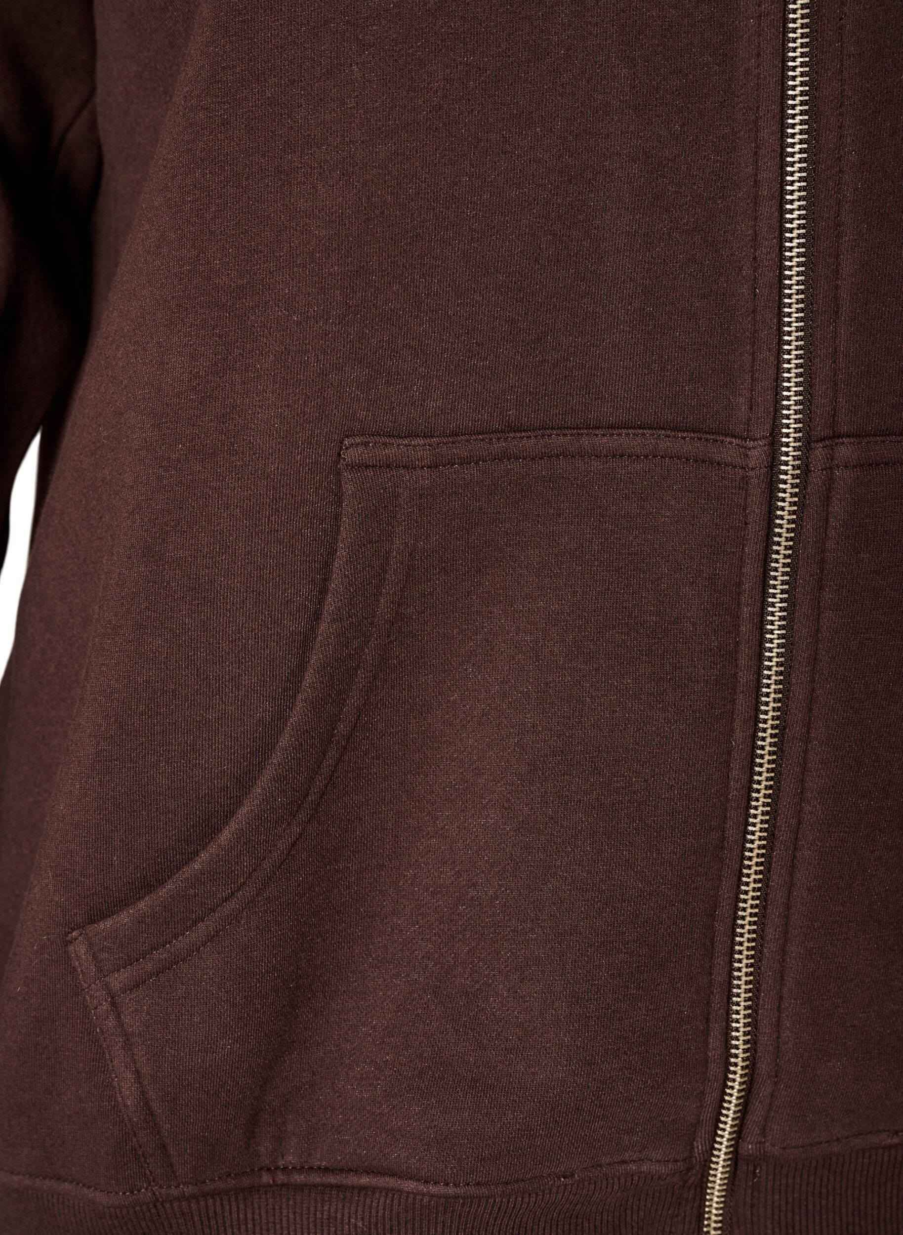 ZizziSweatjacke mit hohem Kragen und Rei&szlig;verschluss, Braun, Packshot image number 3