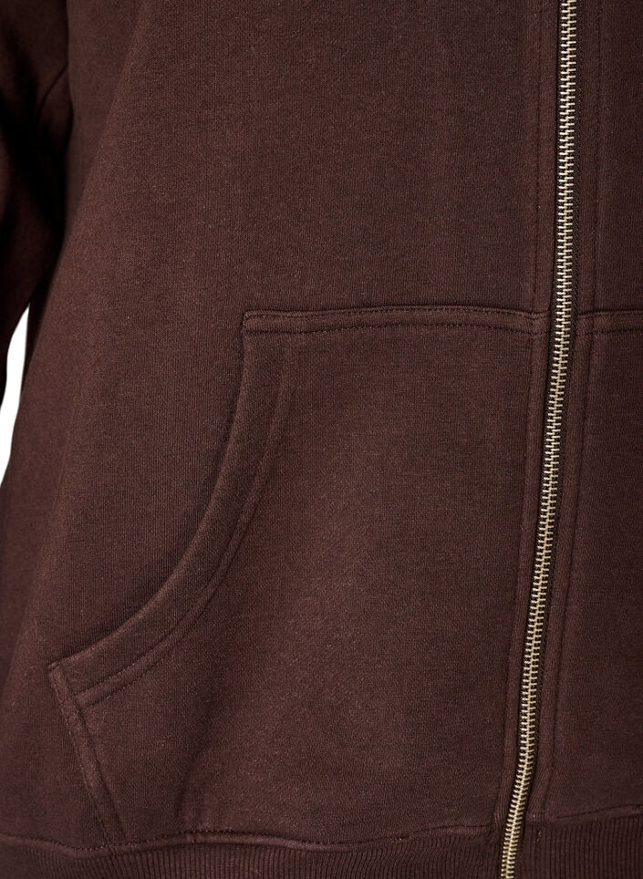 Sweatjacke mit hohem Kragen und Rei&szlig;verschluss, Braun, Packshot image number 3