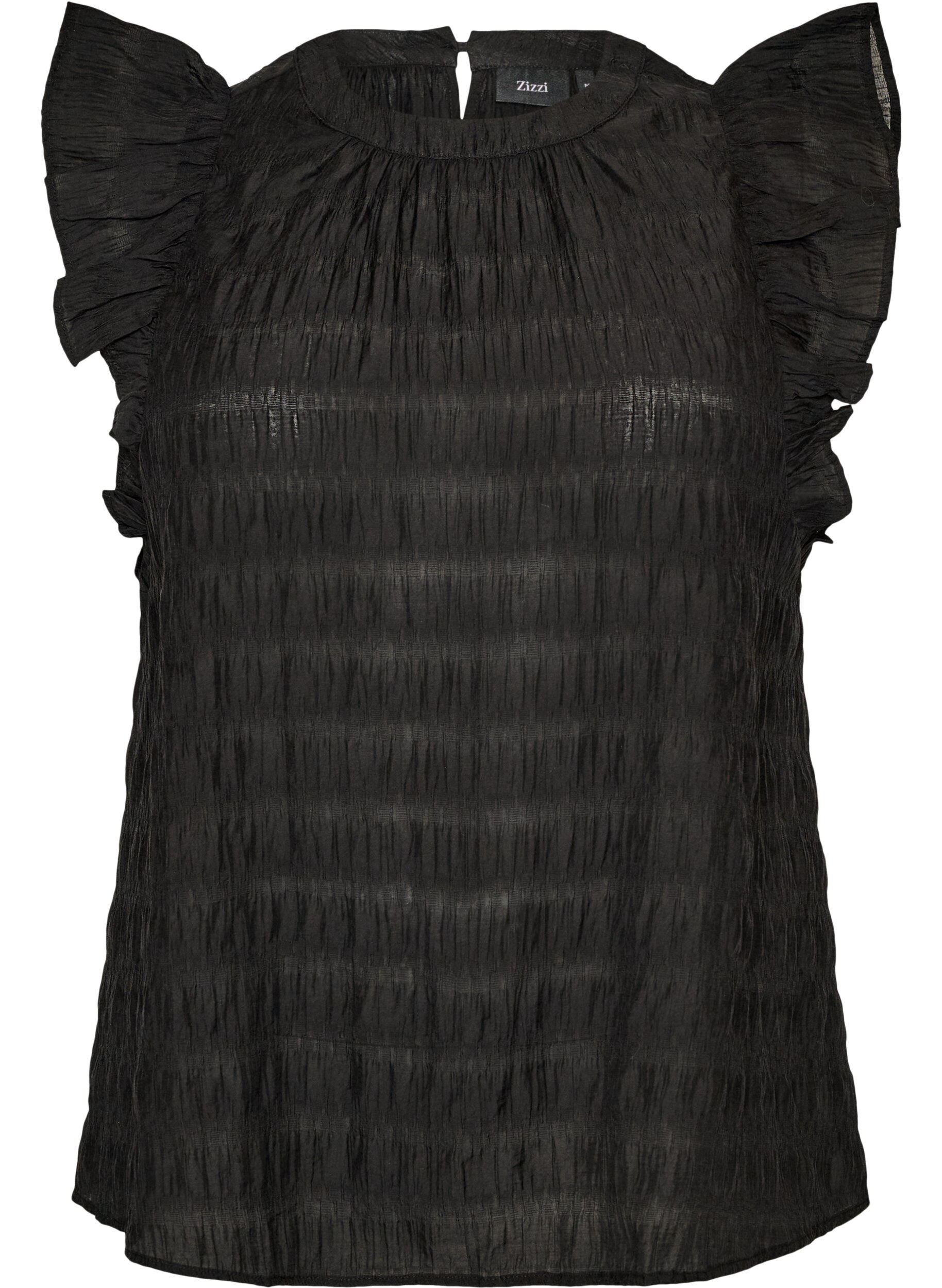 &Auml;rmellose Bluse mit Struktur und R&uuml;schen