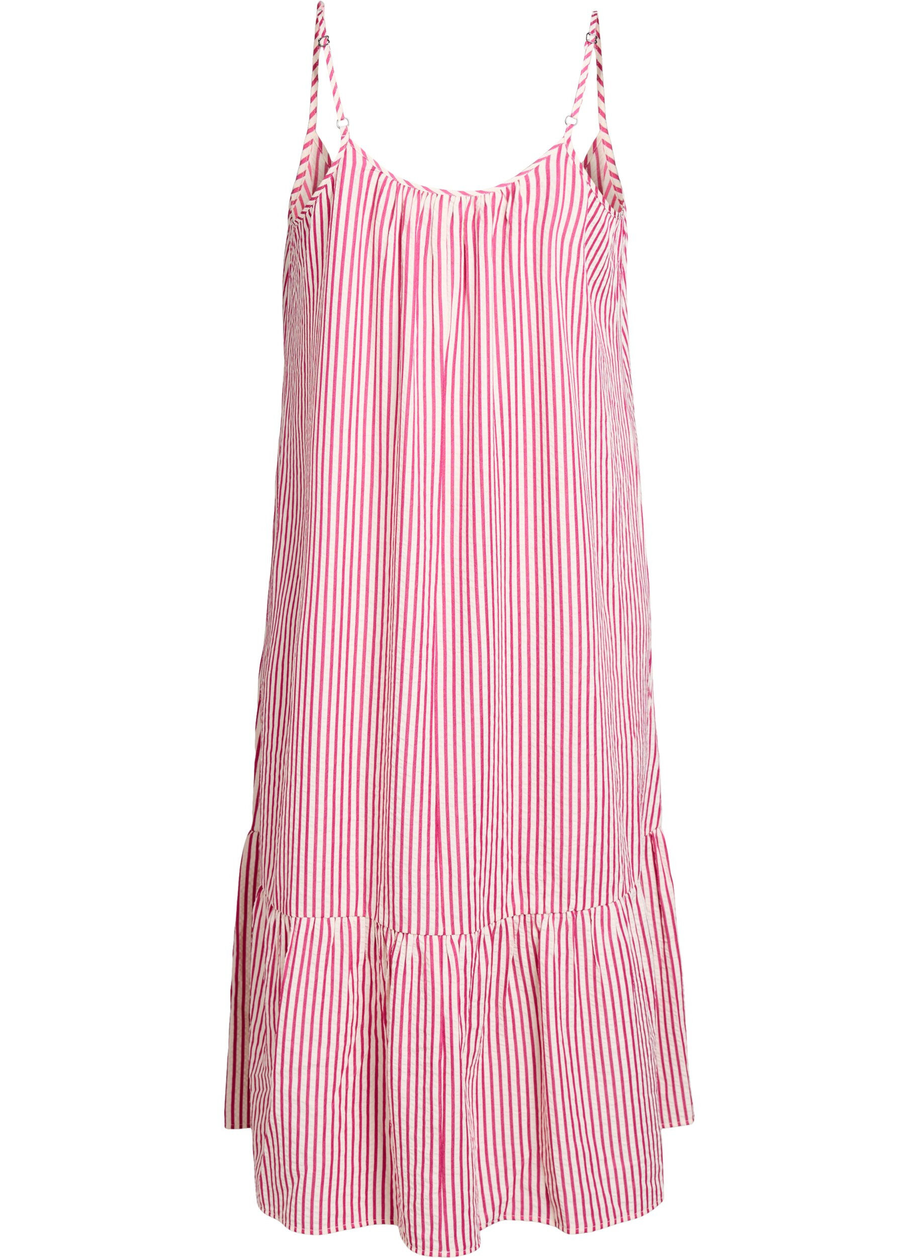 Zizzi Sommerkleid mit Streifen und A-Linie, Pink, Packshot image number 1