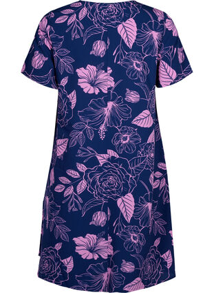 FLASH – Kleid mit V-Ausschnitt und Blumendruck, Medieval Blue Flower, Packshot image number 1