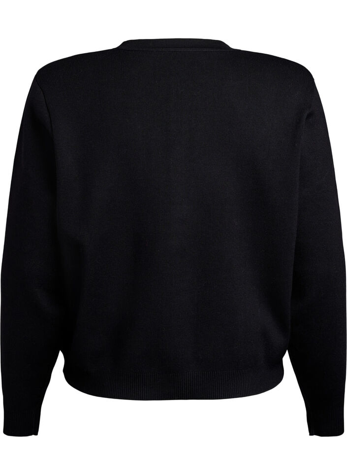 Cardigan mit dekorativen goldenen Knöpfen, Schwarz, Packshot image number 1