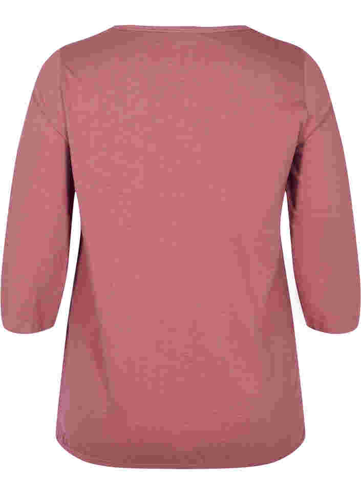 Einfarbige Bluse mit 3/4-Ärmel aus Baumwolle, Rose Brown, Packshot image number 1