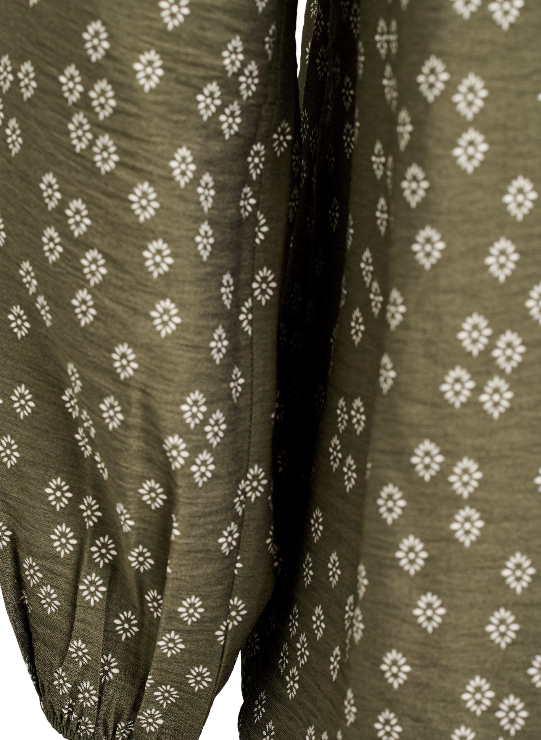 Zizzi Langarmbluse mit Muster und Kn&ouml;pfen, Gr&uuml;n, Packshot image number 3