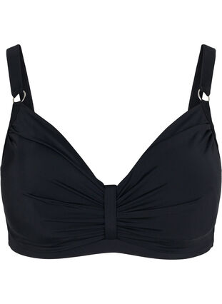 Bikini-Top mit Bügel und Drapierung, Black, Packshot image number 0