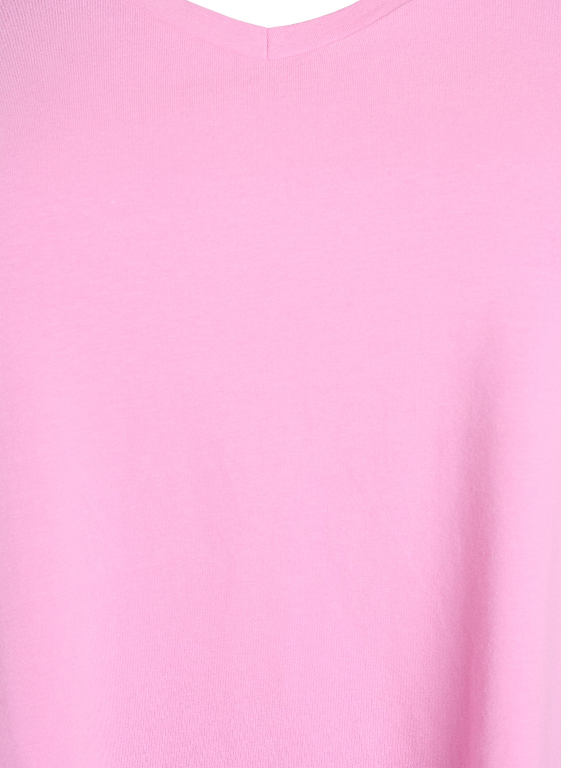 Zizzi Einfarbiges basic T-Shirt aus Baumwolle, Pink, Packshot image number 2