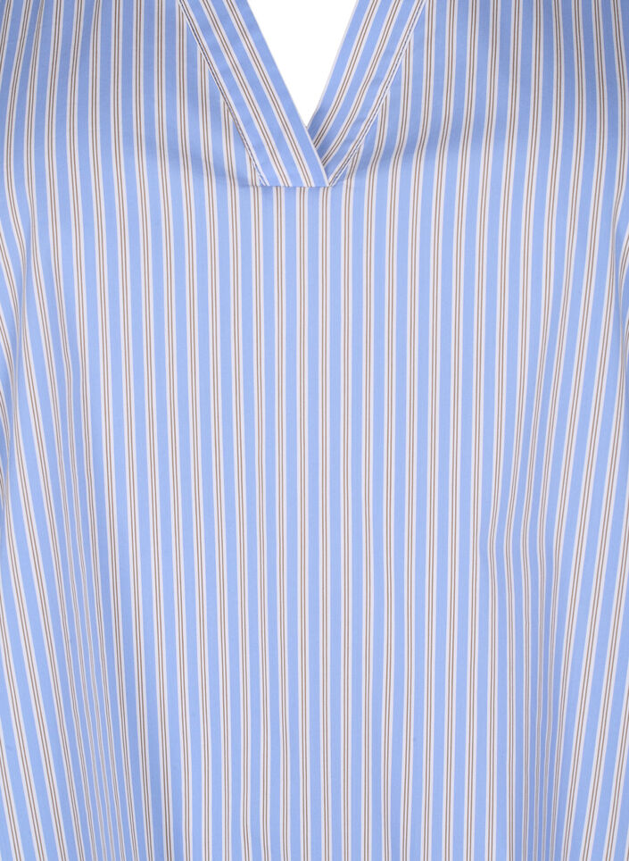 Gestreifte Bluse mit Schößchen- und Rüschendetails, Blue Stripe, Packshot image number 2