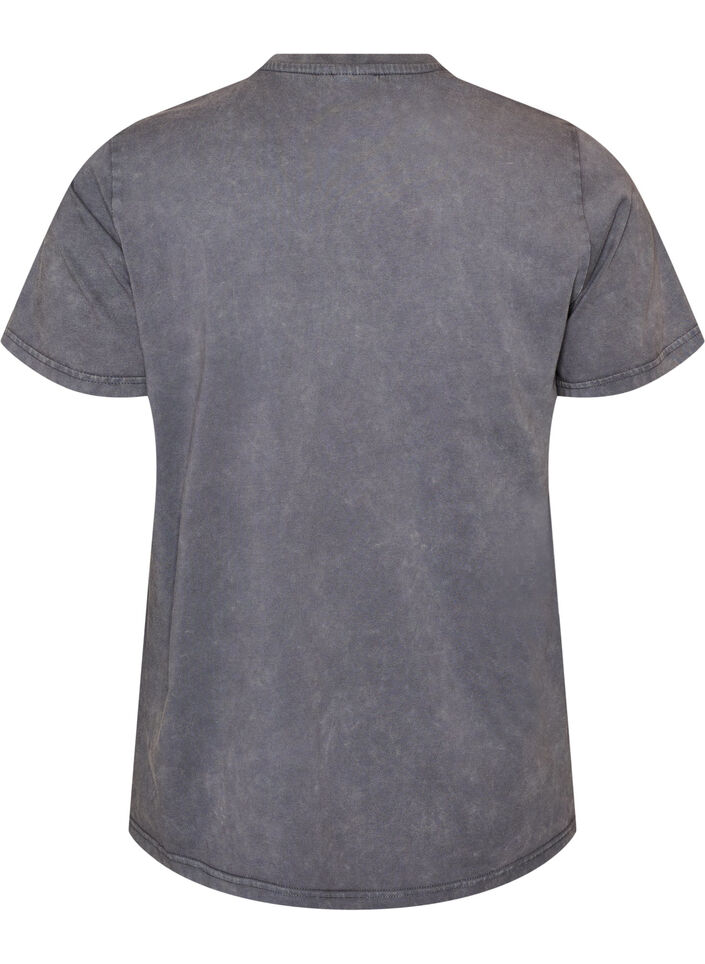 T-Shirt aus Baumwolle mit Washed-Look und gesticktem Motiv, Grau, Packshot image number 1
