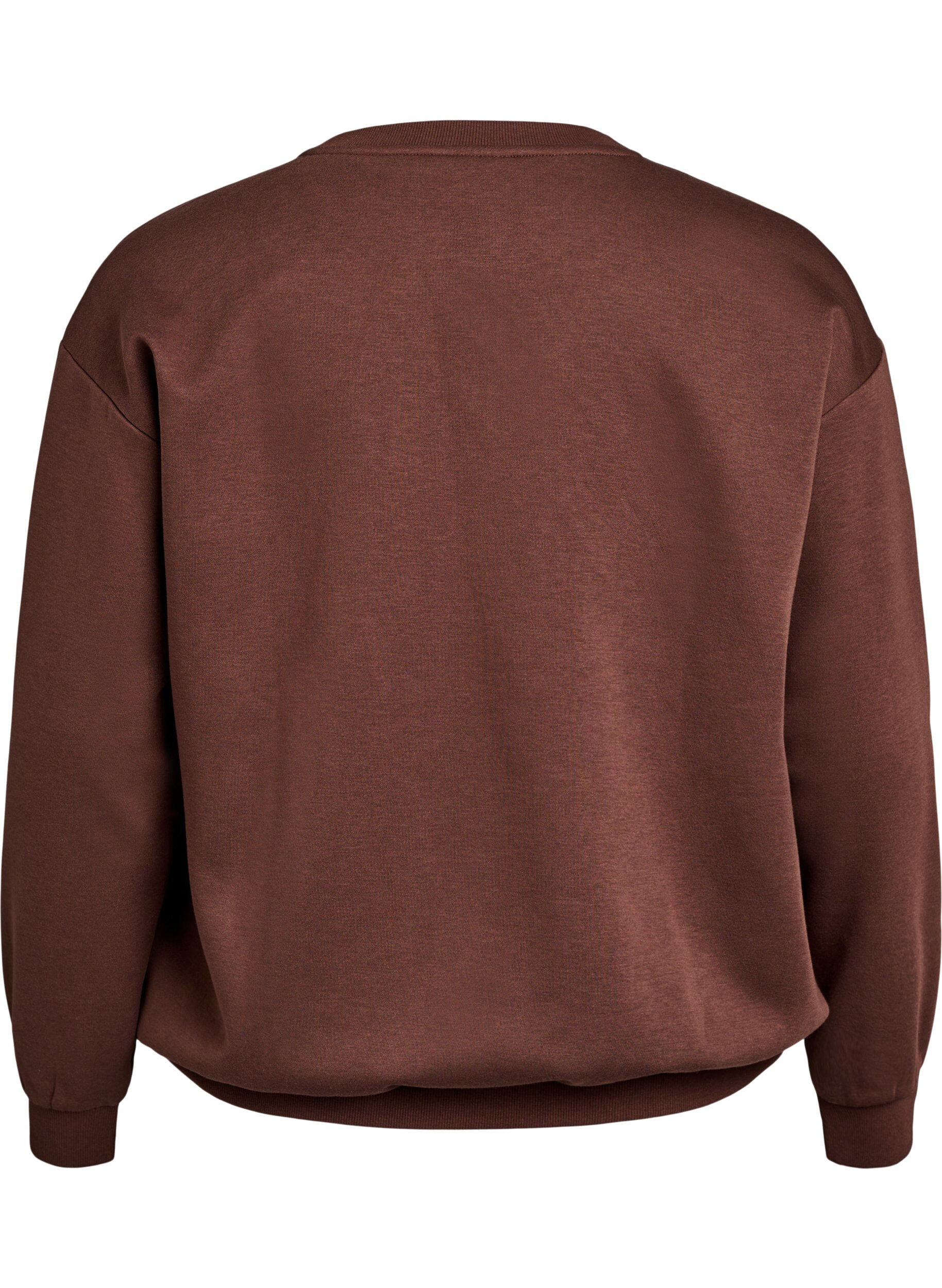 Zizzi Sweatshirt mit gesticktem Text, Braun, Packshot image number 1