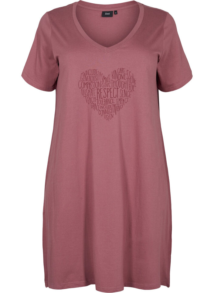 Nachthemd aus Baumwolle mit Print, Rose Brown w. Heart, Packshot image number 0