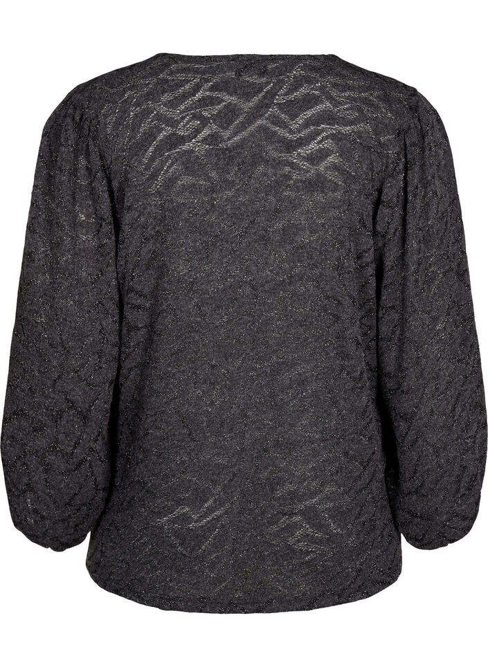Langärmlige Bluse mit Glitzer und Muster, Grau, Packshot image number 1