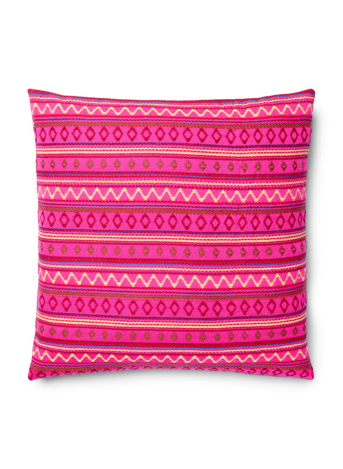 Kissenbezug mit Jacquard-Muster, Dark Pink Comb, Packshot image number 0
