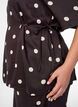Gepunktete Bluse aus Viskose mit V-Ausschnitt und Bindeband, Braun, Model image number 3