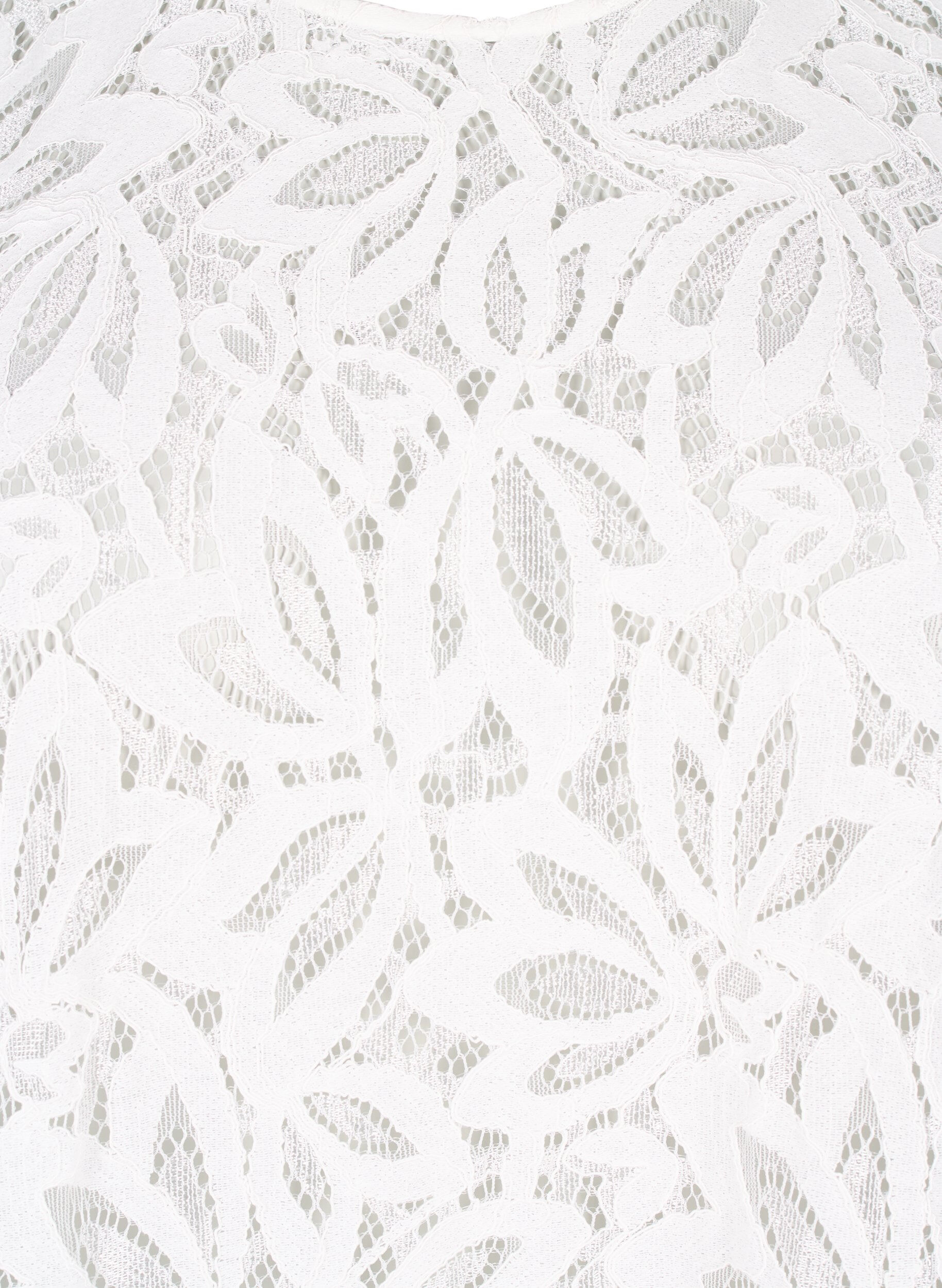 Zizzi Spitzenbluse mit kurzen &Auml;rmeln, Bright White, Packshot image number 2