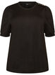 Bluse mit Knopfdetail und kurzen Puff&auml;rmeln, Schwarz, Packshot image number 0