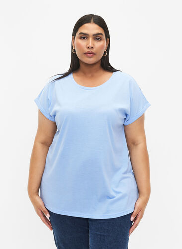 Kurzärmeliges T-Shirt aus einer Baumwollmischung, Serenity, Model image number 0