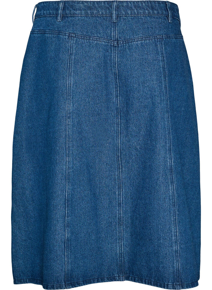 A-Linien-Jeansrock mit gewellter Knopfleiste, Blau, Packshot image number 1