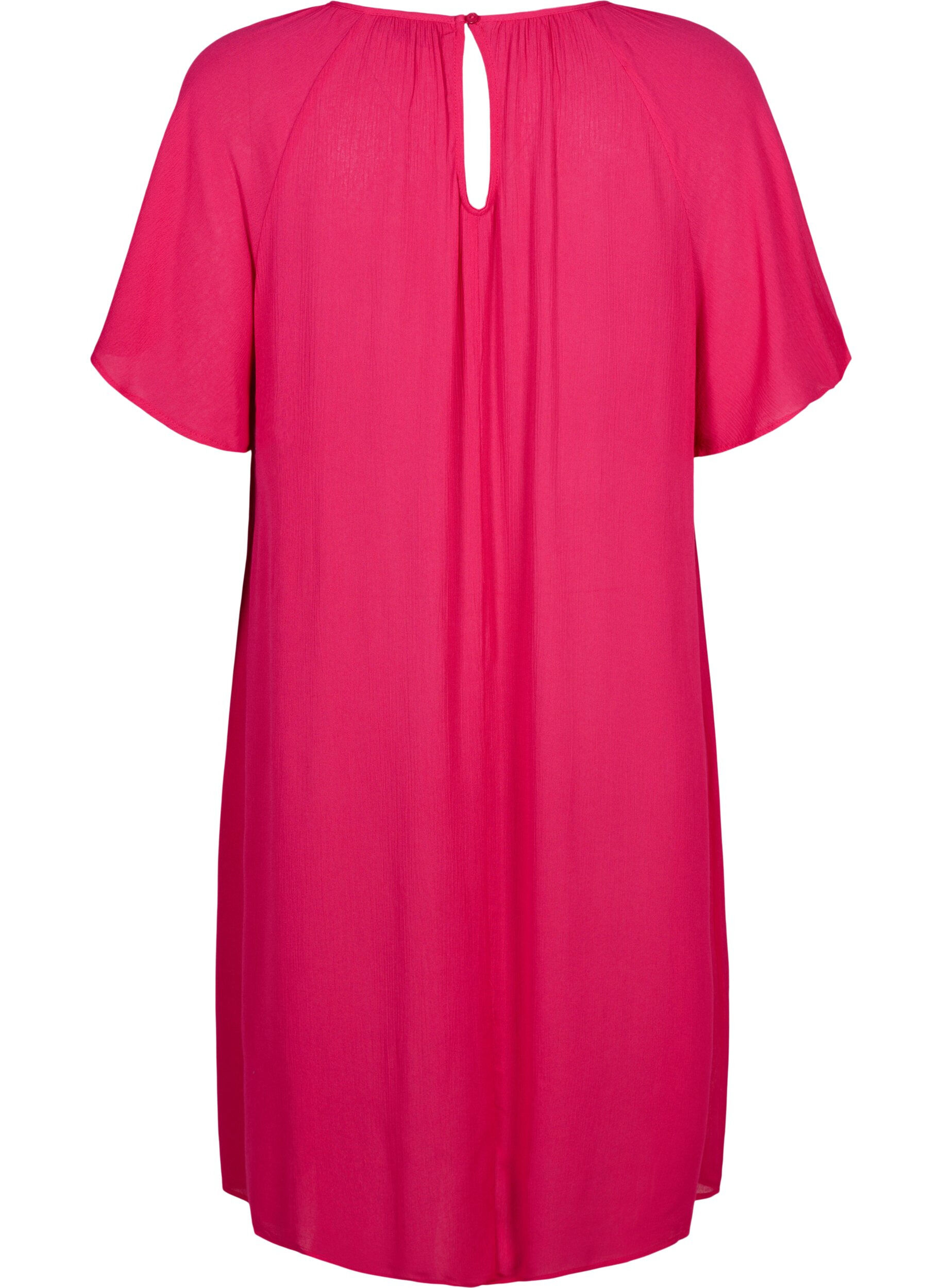 Zizzi Kleid aus Viskose mit kurzen &Auml;rmeln, Bright Rose, Packshot image number 1