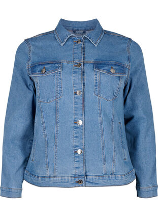 FLASH - Denim-Jacke aus elastischer Baumwollmischung, Blue Denim, Packshot image number 0