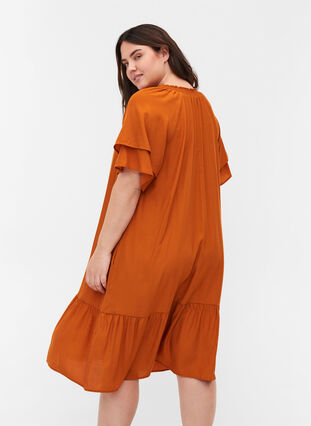 Kurzarm Kleid mit A-Line und Taschen, Autumnal, Model image number 1
