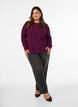 Strukturierte Bluse mit Wellenkanten, Lila, Model image number 1