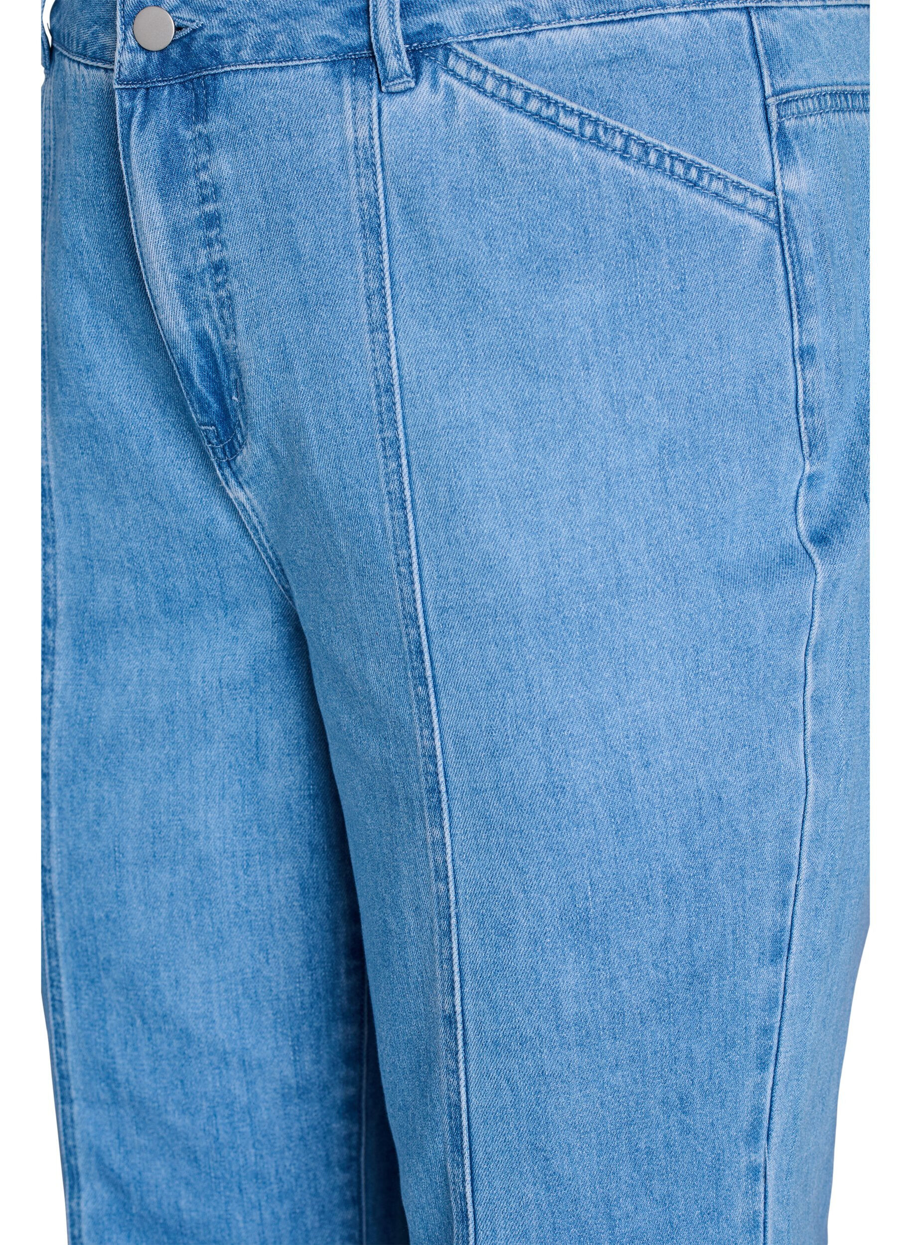 Zizzi Kiana Jeans mit Straight Fit und markanten N&auml;hten, Blau, Packshot image number 2