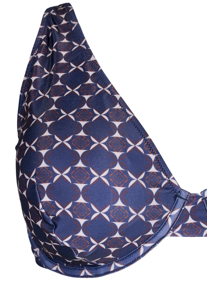 Bedrucktes Bikinioberteil mit Bügel, Blau, Packshot image number 2