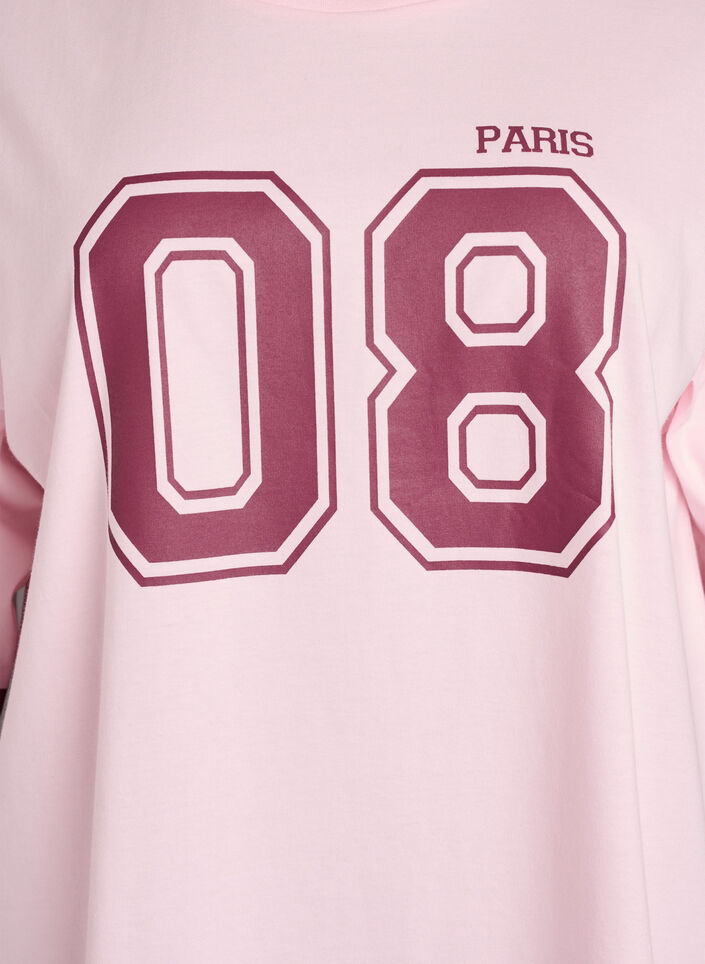 Oversize College-T-Shirt mit 3/4-Ärmeln, Pink, Packshot image number 2