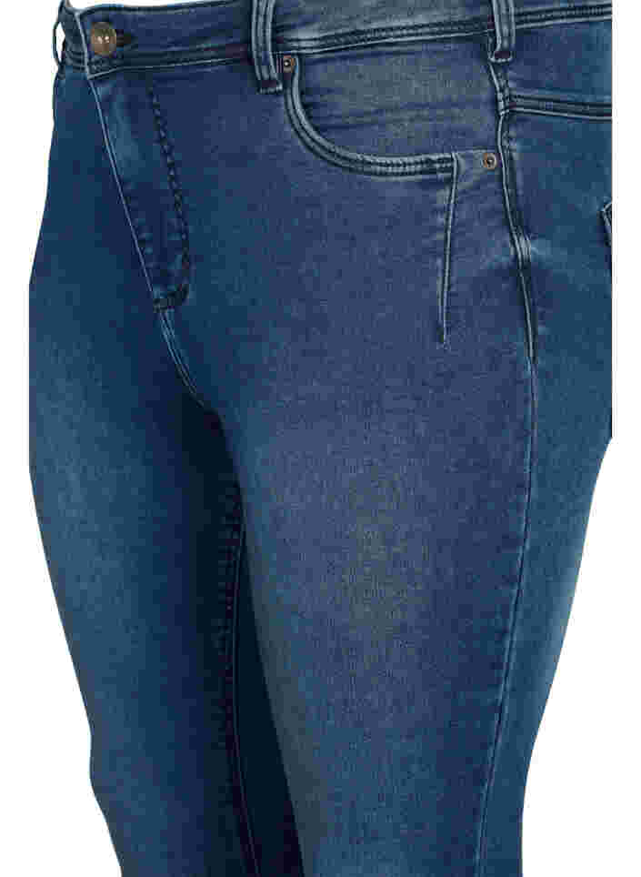 Cropped Amy Jeans mit Reißverschluss, Dark blue denim, Packshot image number 2