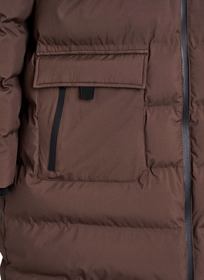 Puffermantel mit Kapuze und Taschen, Braun, Packshot image number 3