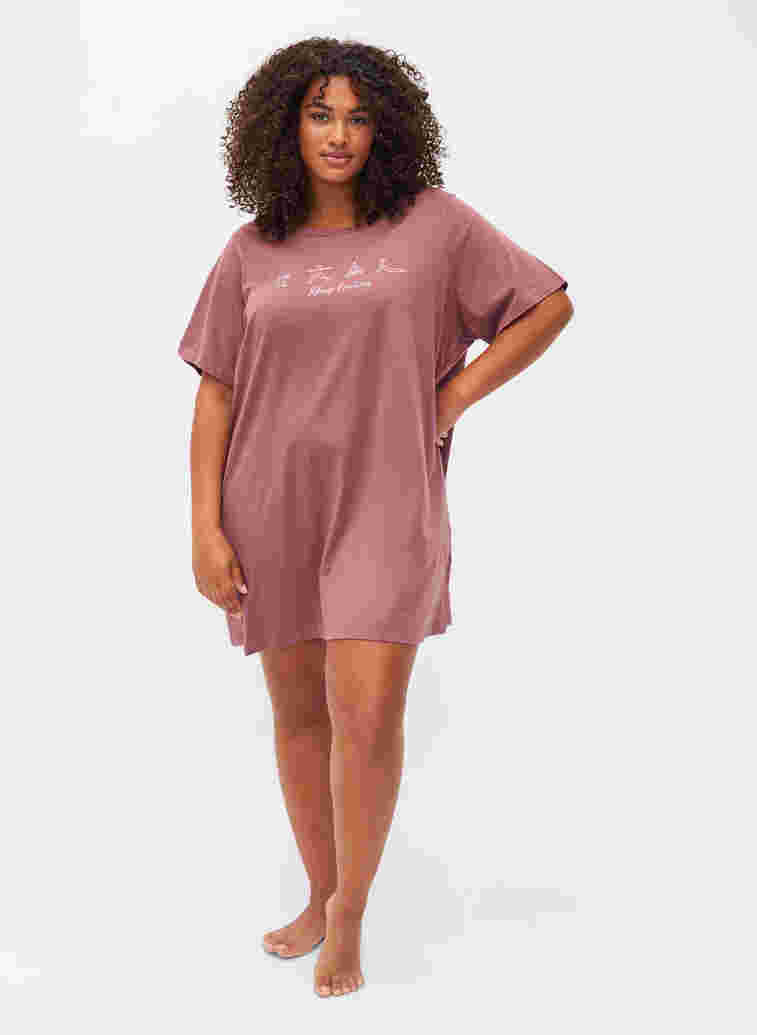 Oversized Nacht T-Shirt aus Bio-Baumwolle, Rose Brown W. Relax , Model image number 2