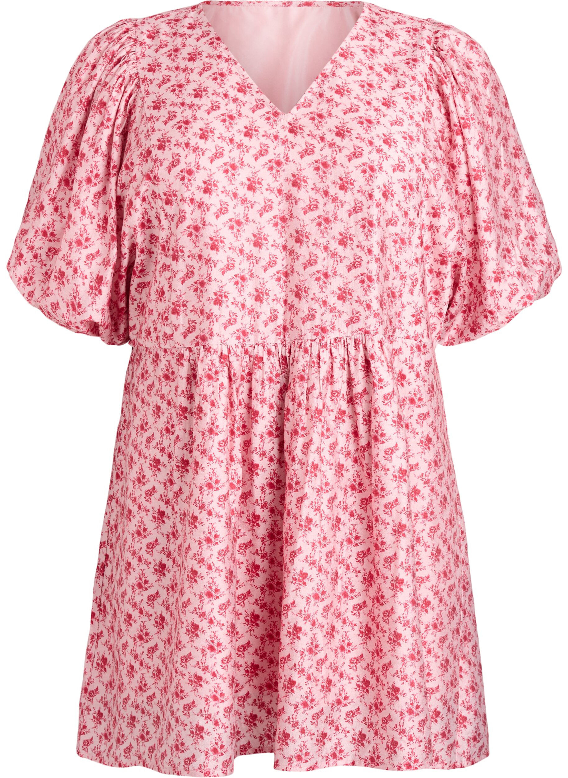 ZizziKurzes Kleid aus Viskose mit Empire-Schnitt und Ballon&auml;rmeln, Rot, Packshot image number 0