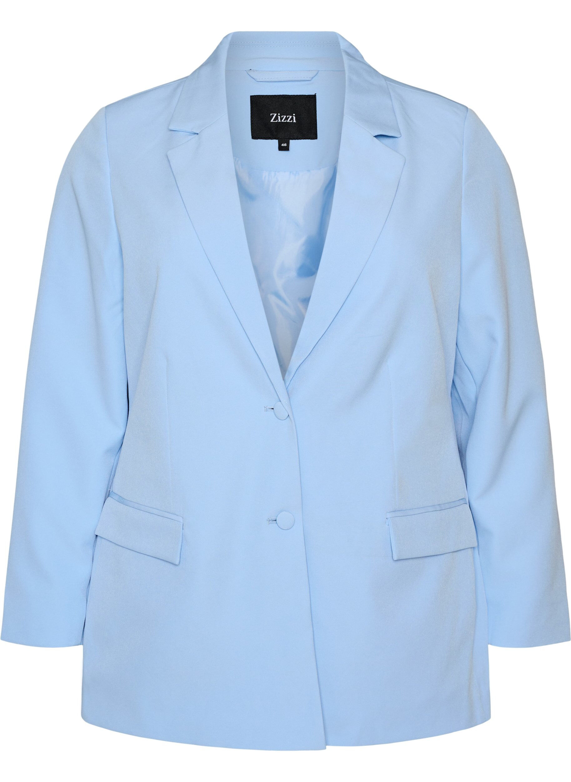 Zizzi Klassischer Blazer mit Knopfverschluss, Blau, Packshot image number 0