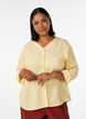Bluse aus Leinen und Viskose mit V-Ausschnitt, Gelb, Model image number 0