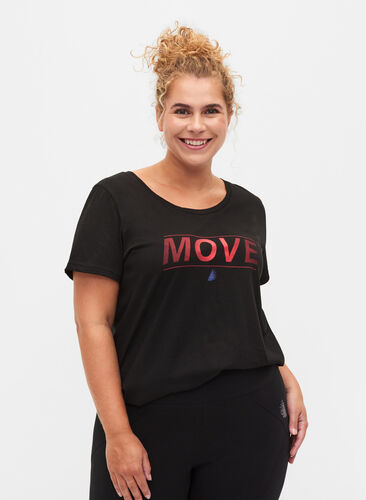 Trainings-T-Shirt mit Print, Black w. Stripe Move, Model image number 0
