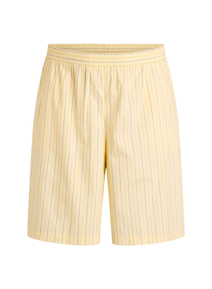 Gestreifte hoch taillierte Shorts mit lockerer Passform, Gelb, Packshot image number 0