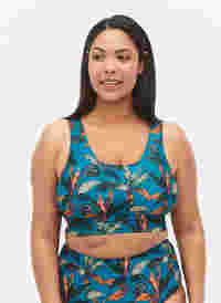 Bikini-Top mit Rundhalsausschnitt, Leaf Print, Model