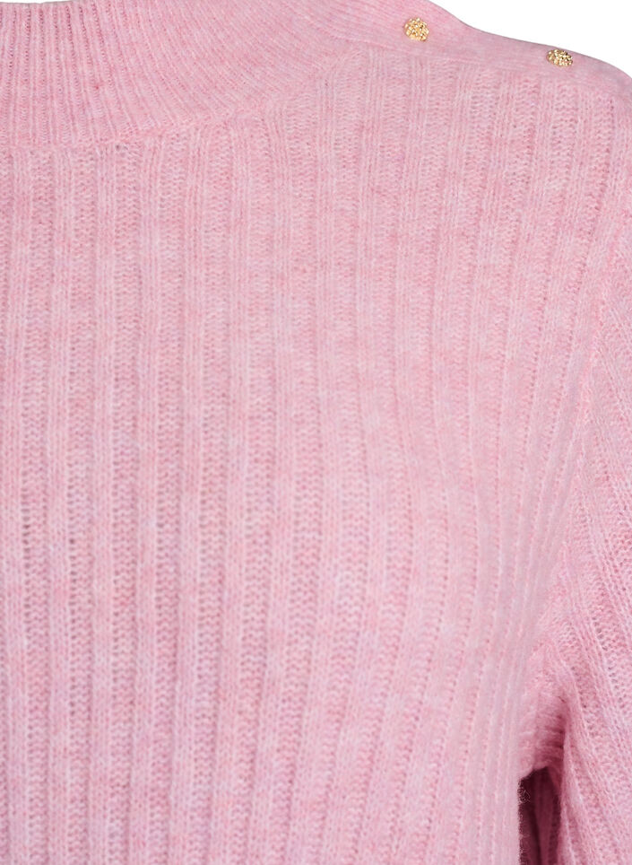 Pullover aus Rippstrick mit Puffärmeln und Knöpfen, Rot, Packshot image number 2
