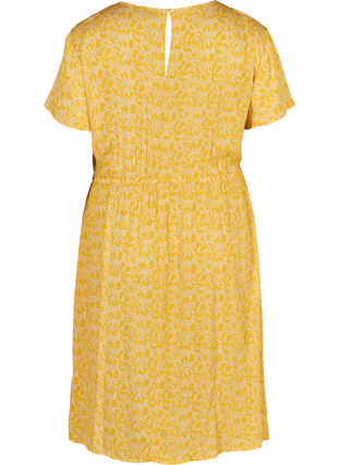 Kleid mit kurzen Ärmeln, Yellow Branch, Packshot image number 1