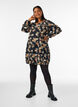 Kurzes Baumwollkleid mit Gummisaum und langen &Auml;rmeln, Schwarz, Model image number 1