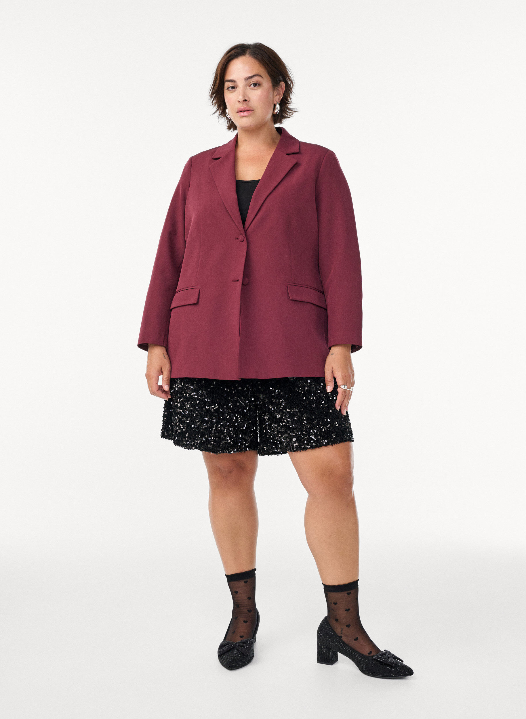 Zizzi Klassischer Blazer mit Knopfverschluss, Rot, Model image number 1