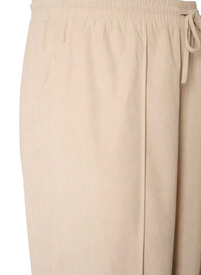 Cordhose mit weitem Bein und hoher Taille, Beige, Packshot image number 2